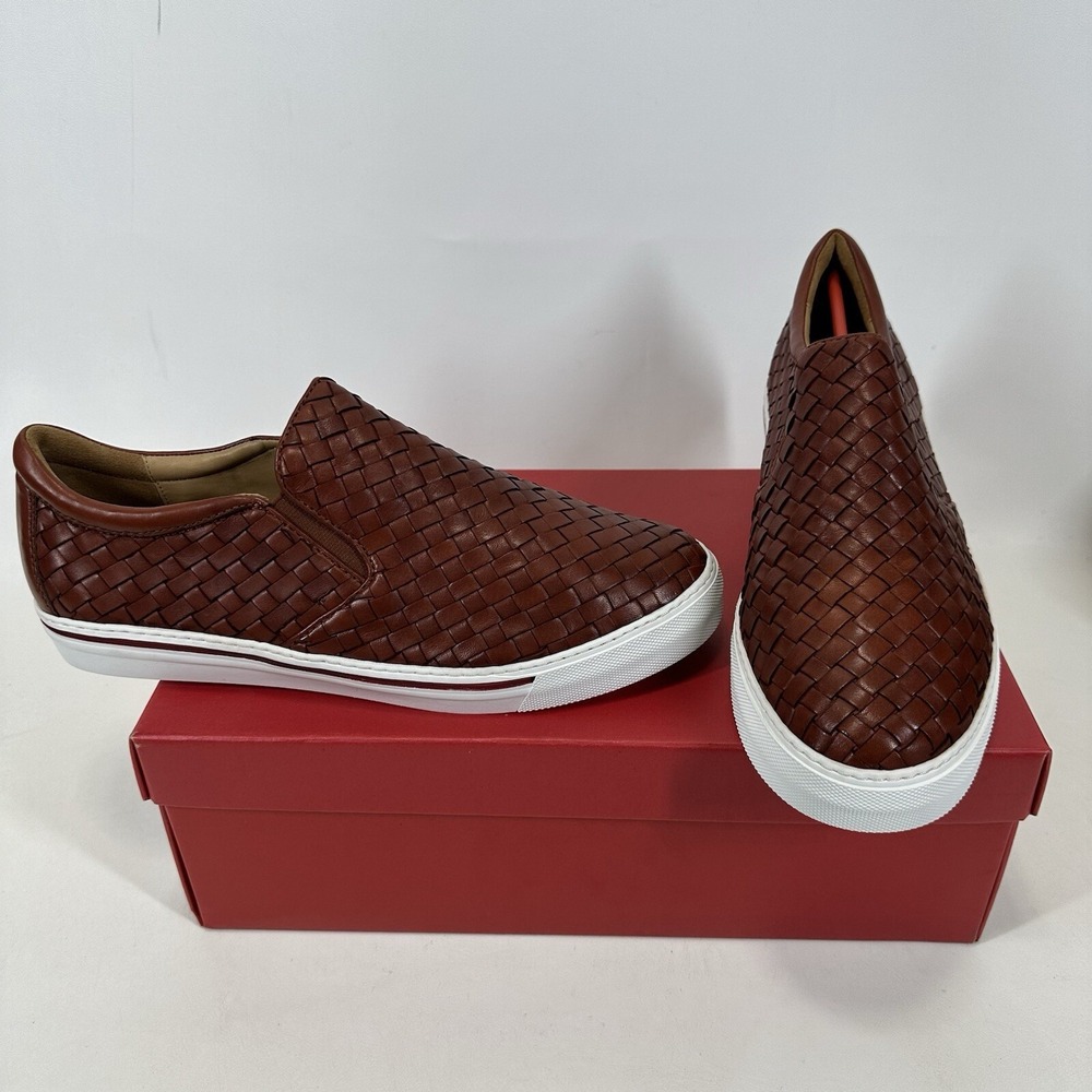 Robert Zur James Woven Slip-on Shoes Men's Size 10.5 M Luggage Brown
